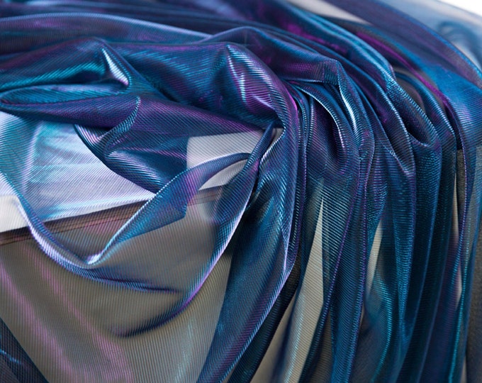 57"W Gradient Hollow Mesh Fabric, Fantasy laser illusion Designer Fabric, DIY, Clothing, Decor, Costume, Curtain, Sewing/Fabric by meter