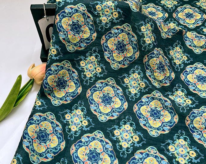 Dunhuang Buddha Tencel Fabric: Asian Style Upholstery, Scarf & Curtain