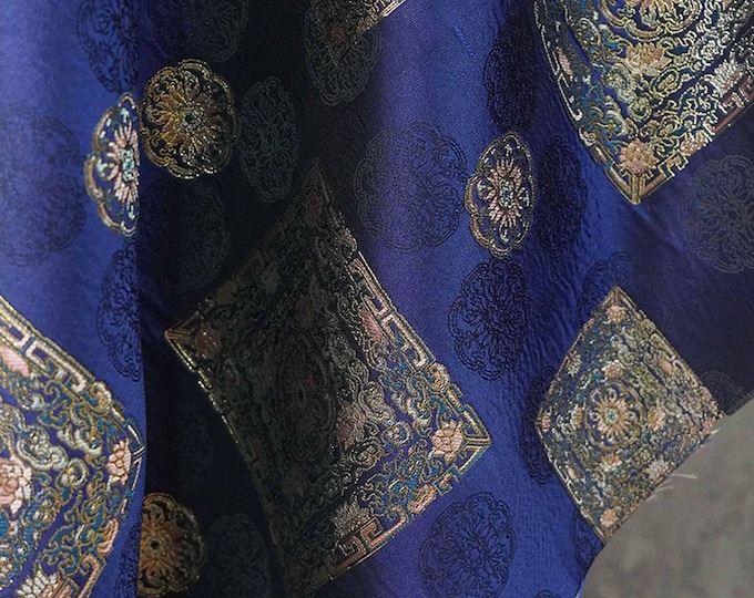 63"W Song Brocade Bad halo Silk Brocade, Emperor Tibetan robe, cheongsam, spinning Fabric, silk rayon sewing, Quilting, four colors by meter