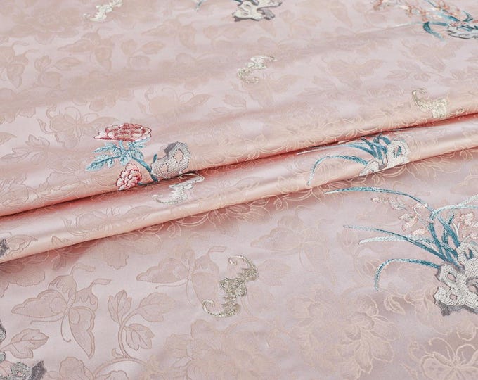 59”W embroidery Flower Damask fabric by the Meter, Dress, Curtains, Drapery, Upholstery, Sewing, Cheongsam, shoes, suits/fabric, 2 colors