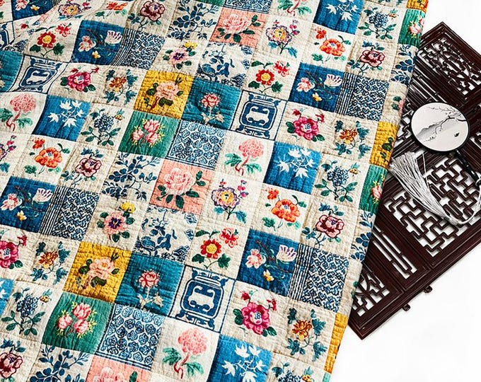 Floral Print Cotton Fabric: Quilting, Patchwork Material (55" Wide)