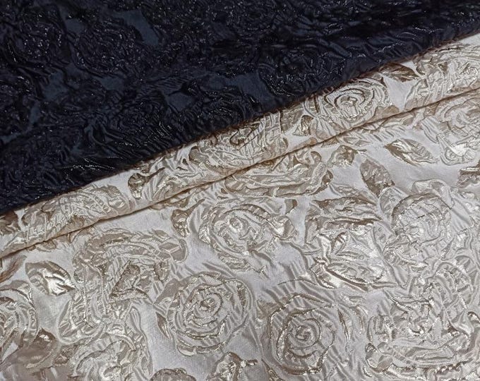 54"width Metallic 3D texture Rose jacquard fabric, Upholstery, Quilting, Sewing, DIY and drapery, costume/ fabric, 2 colors
