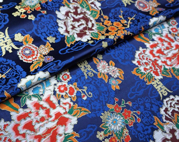 29"W Silk Brocade Wealth and Longevity Element, Wedding Fabric, 2 Colors Chinese Fabric By 1 Meter on SALE