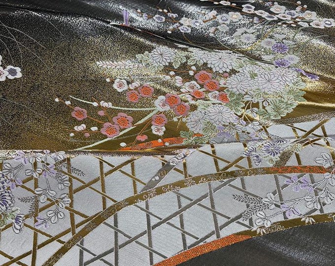 Nishijin Woven Jacquard Fabric – Japanese Magpie Announcing Spring Pattern Brocade Pattern, 59" wide