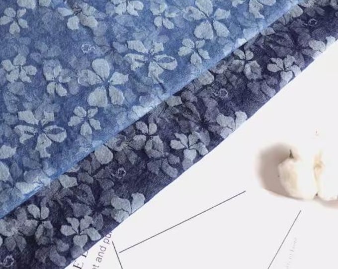 Ripped Denim Fabric: Soft Blue Raw Edge Striped Cotton (59" Wide)