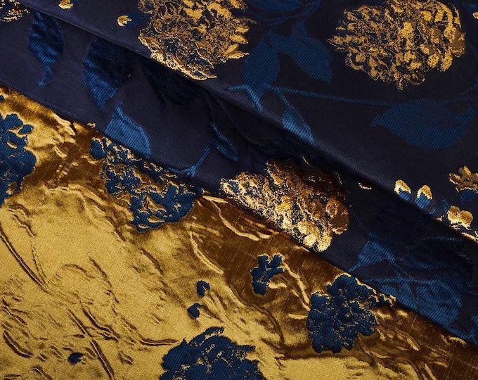 Brocade Jacquard Fabric | Gold Floral Knit Upholstery, Costume Fabric