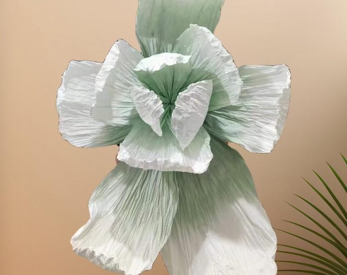 Giant paper flower paper art flower free curve handmade DIY shape pleated paper flower wedding background decoration, Eco-friendly paper art