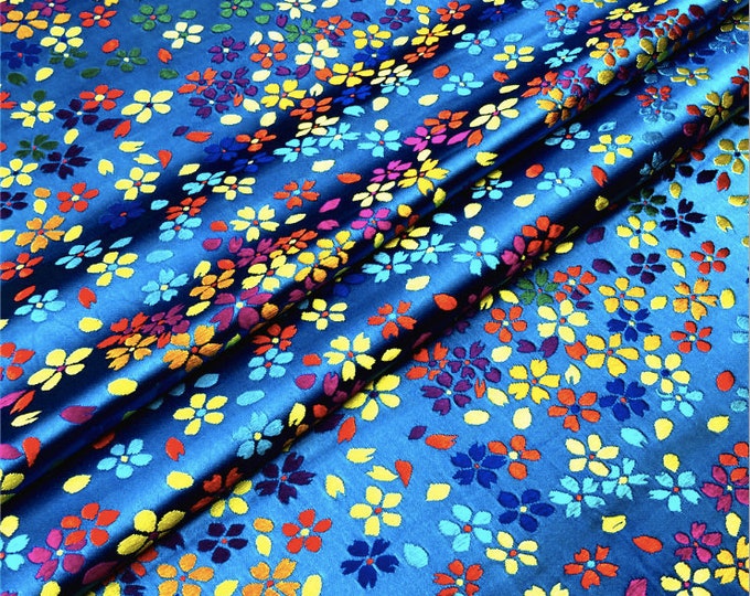 Chinese Star flower Pattern Silk Brocade Fabric | 13.99 Full Meter Price | 29.5" Wide | 6 Colors | Upholstery, Quilting and Sewing fabric