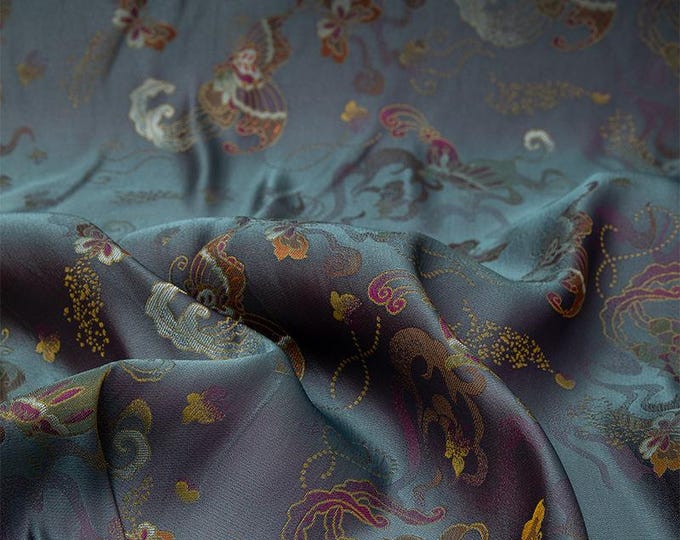 Chinese Silk Brocade Fabric Butterfly, Home Decor, Table cloth, bed runner, pillow case, Cheongsam, drapery, Quilting, DIY Fabric