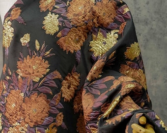 Gold Thread Floral Jacquard Fabric: 54" Wide, Upholstery & Costume