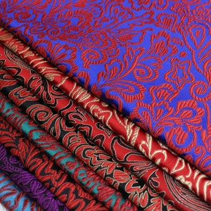 29.5"W Cinese Seta broccato tessuto damascato tessuto tessuto cheongsam cuscino Phoenix tail pattern multicolors rosso nero arazzo broccato tessuto