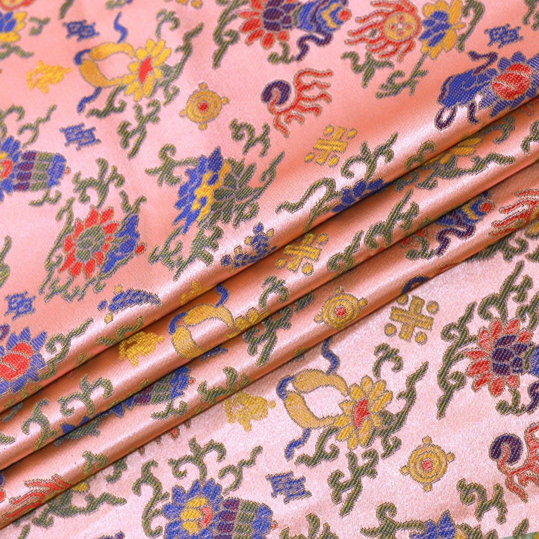 Tela de brocado floral: rayón de seda chino damasco de 59