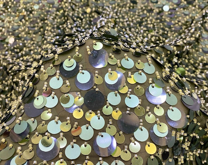 Beaded Sequin Chiffon Fabric: Elegant Party Dress Material (49" Wide)