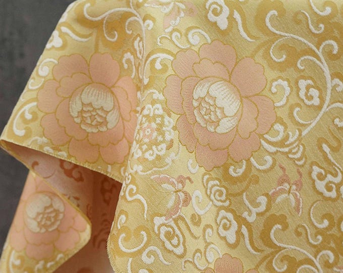 Jacquard Lotus & Butterfly Fabric: Autumn/Winter Vest Material, 59" Wide