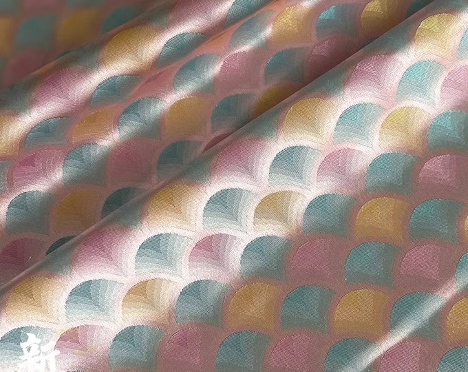 29.5"W Layered Leaf Brocade Fabric Silk Satin Antique cheongsam Hanfu fabric shell pattern, Upholstery, Quilting and Sewing fabric  drapery