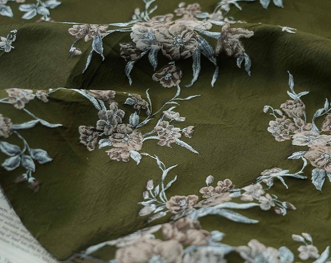 Vintage Embossed Floral Fabric | Multicolor Jacquard, 59" Wide
