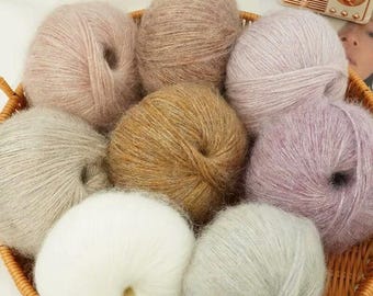 Glitter Mohair Spray Mohair Silk Yarn – Kid Mohair Lace Knitting Yarn, Colorful Gradient Rainbow DIY Hand Knitted Wool Ball, Sold by Ball