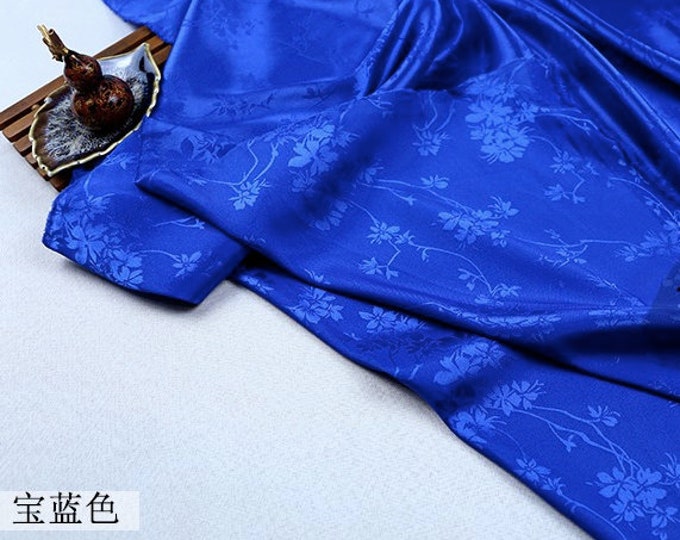 8 colors Two Sides Jacquard Satin Fabric, 59“Wide Floral and Leaf Chinese Antique Satin Cosplay Costumes, Sell by the meter