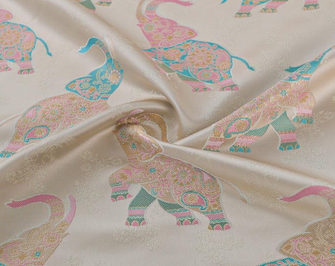 59"W Song Brocade Peaceful Elegant Silk Brocade, Emperor Tibetan robe, cheongsam, sewing, Upholstery, Quilting and drapery fabric