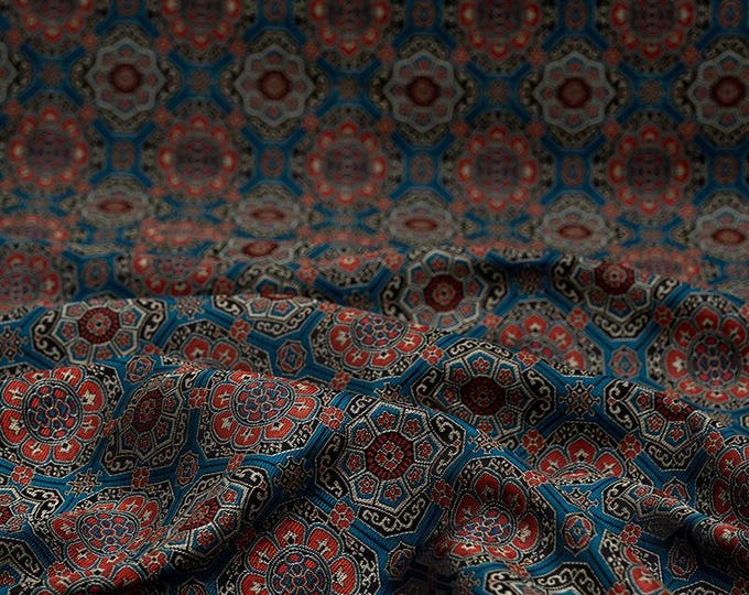 Mongolia Tibetan Bada halo caisson pattern, 29.5"W, Upholstery, Decor, Costume, Curtain, Handbag, Sewing, Cheongsam, Buddha/Fabric by 1meter