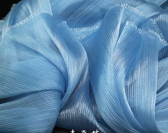 Shiny crinkled-textured pleated organza fabric, 55" Wide Designer Fabric, Wedding, Gowns, Crafts, Events, Stiff shape and Texture fabric