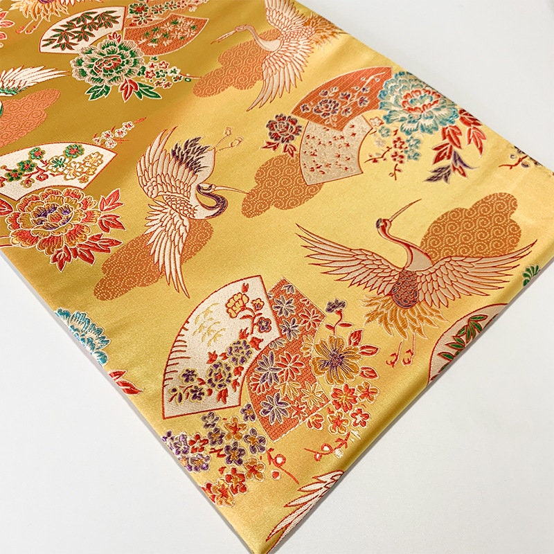 Dazzling Japanese Nishijin Fabric Japanese Crane Fans - Etsy