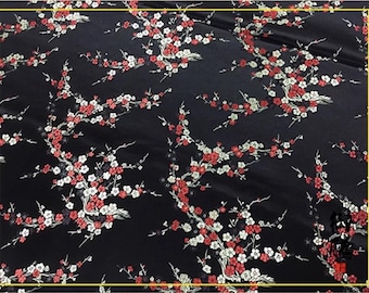 Plum Blossom Silk Brocade Fabric: Multicolored Cheongsam Qipao Material