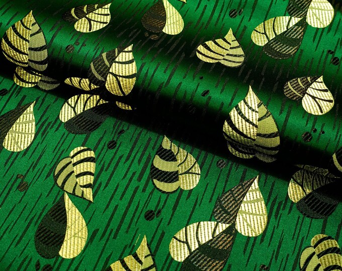 Silk Brocade Fabric Leave flower Design, Wedding Fabric, 45"W brocade Fabric By 1 Meter on SALE, Upholstery, Quilting, Sewing, Costume