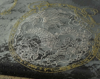 Nishijin Ori Brocade Fabric: Japanese Pavilion Pattern, 60"W Rayon Blend