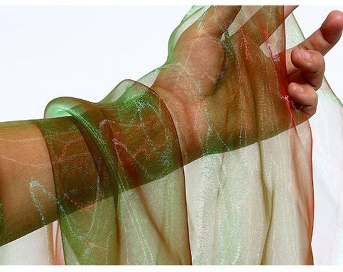 59“W Two-color organza glass yarn fabric, designer fabric for Wedding, Doll Making, Costume, Sewing, Prom, craft supplier/Fabric by 1 meter