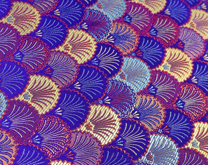 Silk fabric, jacquard fabric, Japanese Shell Kinran fabric, 29.5”W, Upholstery, Decor, Costume, Handbag, Sewing, DIY /Fabric by the meter