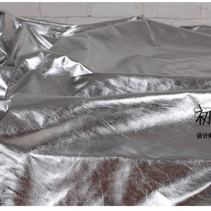Mirror Coated/Bright Silver TPU Fabric, Designer Fabric Thin metallic Background Clothing Fabric, coat, handbag, shoes, costumes, 55&quot;Width