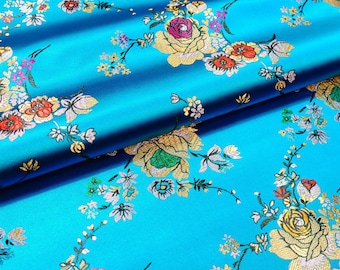 Nylon blend Silk Brocade Damask Fabric, 45"W Cheongsam, Qipao, Upholstery, Home Decor, Pillow case, drapery Sewing and Quilting Fabric