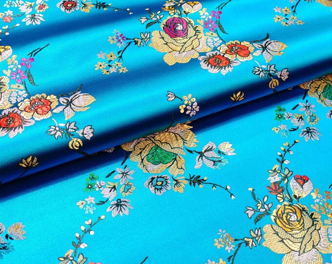 Nylon blend Silk Brocade Damask Fabric, 45"W Cheongsam, Qipao, Upholstery, Home Decor, Pillow case, drapery Sewing and Quilting Fabric