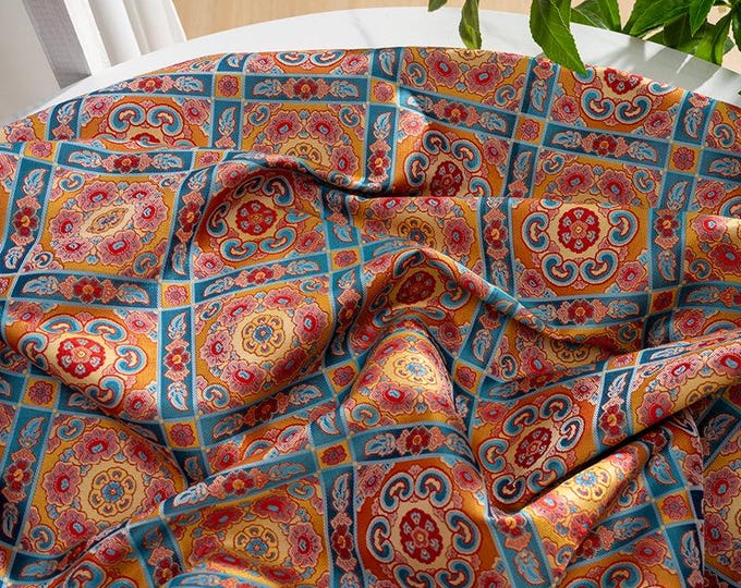 Baoxiang Floral Pattern” Premium Shu Brocade Embroidery Fabric, 59" Wide
