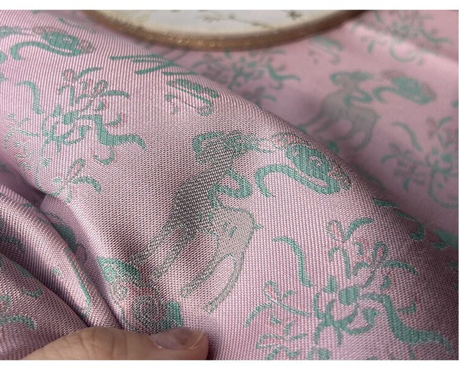 59" Song Brocade, Dunhuang nine-color deer Pattern, Emperor Tibetan, Upholstery, Decor, Costume, Curtain, Handbag, Sewing/Fabric by 1 meter