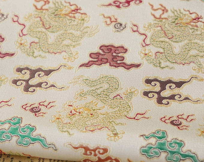 Five-clawed dragon Chinese brocade Fabric, 65“W, Upholstery, Decor, Costume, Curtain, bag, Sewing, Upholstery, DIY, drapery/ Fabric by meter
