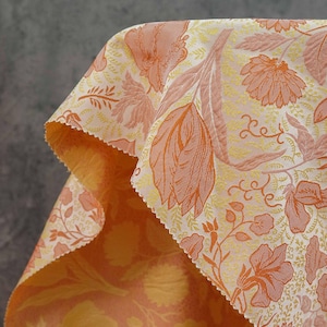 Red & Yellow Jacquard Woven Fabric: 3D Floral Embossed Upholstery