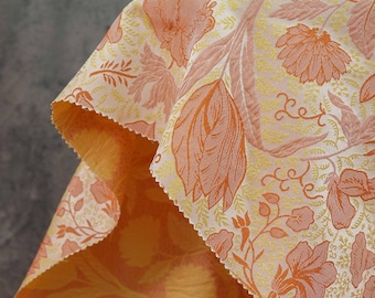 Red and yellow jacquard woven fabric, 3D floral with embossed effect, Upholstery, Costume, Sewing, DIY fabric, Quilting, 65"W