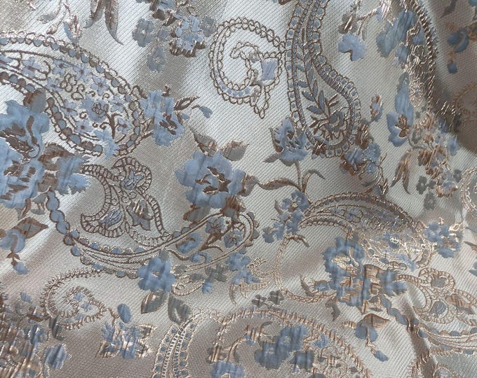55"W Gold thread jacquard fabric, Classic retro designer fabric, Upholstery, Decor, Costume, Curtain, handbag, Sewing, DIY/Fabric by 1 yard