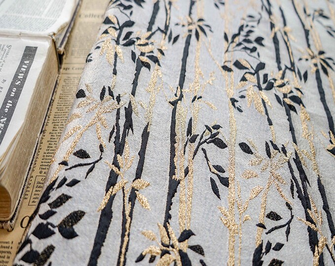 Gold thread jacquard fabric, 3D designer Bamboo fabric, Upholstery, Prom dress and Sewing fabric, 55" W By 1 Meter on SALE, Decor, Costume