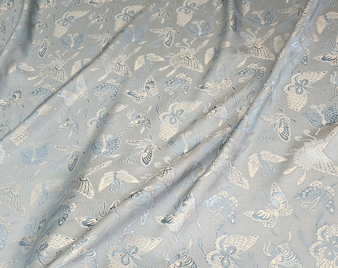 Thick butterfly rayon satin jacquard fabric, 59“Wide rayon blended, Upholstery, Decor, Costume, Handbag, Pajamas, Sewing/Fabric by 1 meter