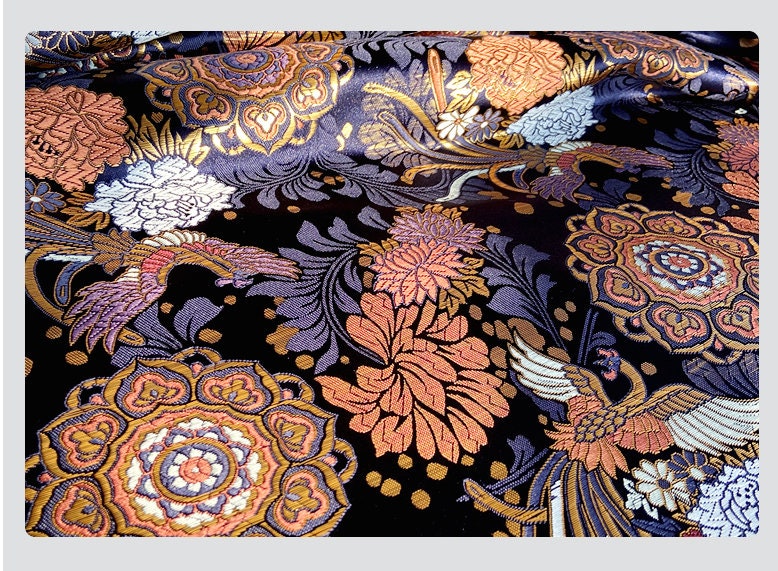 Modern Japanese Jacquard Silk Brocade Fabric by the Meter, Phoenix & Lotus  Pattern, Silk Brocade 29.5w, Upholstery, Quilting, Sewing Fabric - Etsy