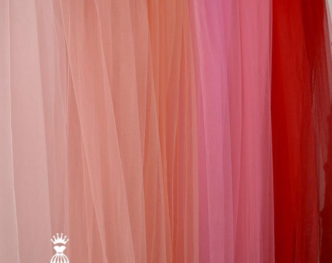 Red Tone Mesh Fabric – Sheer Gauze for Stage Backdrops, Wedding & Birthday Party Decor, Ceiling Drapes, Kindergarten, Doll marking, 63"