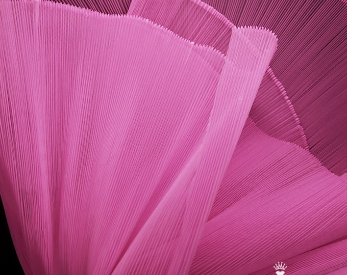 Stiff small Pleated Hard Yarn tulle Fabric, 63" W 21 Colors Designer Fabric, Wedding, Crafts, Events, DIY, backgroudn shape & Texture fabric