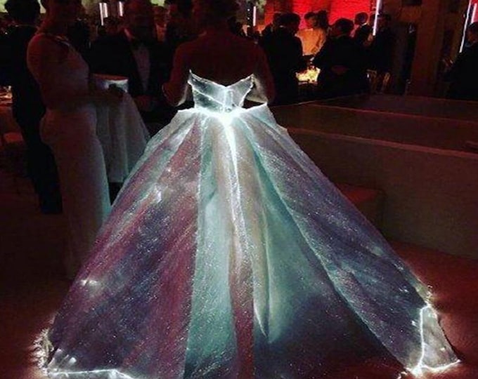 70"W Flexible fiber optic luminous fabric, grow in the dark apparel fabric, decor fabric, down jacket, prom, wedding dress/Fabric by meter