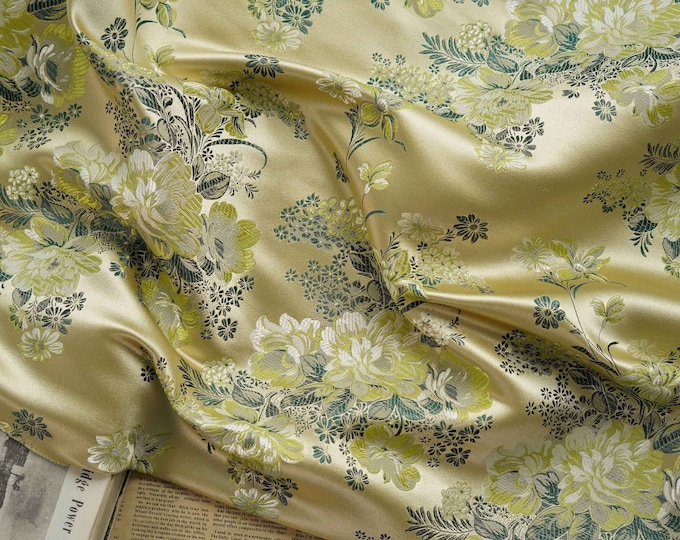 Chinese brocade fabric, Brocade with peony, Jacquard fabric,Cheongsam & Qipao fabric, Cosplay, DIY fabric, Kimono fabric, 57"