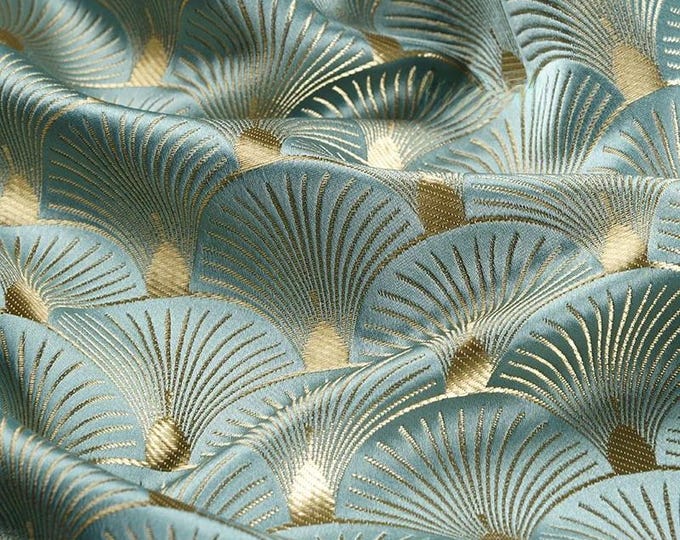 59"W Layered Leaf Brocade Fabric Satin Antique fabric Ginkgo biloba-Shaped, Traditional Fabric, Upholstery, drapery, Quilting and Sewing