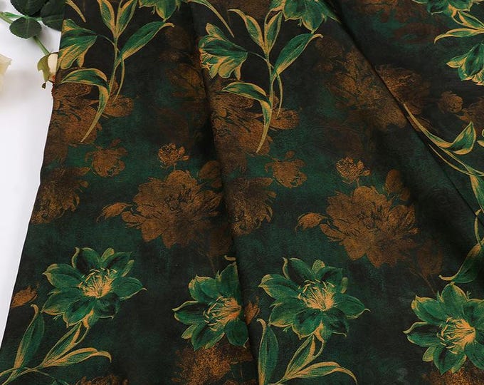 Dahlia Pattern Woven Jacquard Silky Satin Fabric for Sewing, DIY, Costumes, Crafts