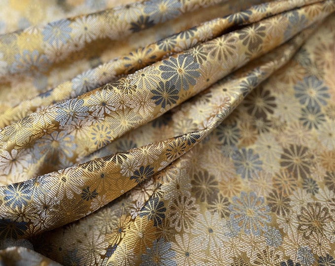 59"W Song Brocade Chinese Wishful Sun flower Silk Brocade, Emperor Tibetan robe, cheongsam, spinning Fabric, silk rayon sewing, Quilting